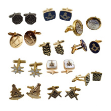 No minimum quantity hot sale wholesale China manufacturer gift masonic logo metal stainless cuff link